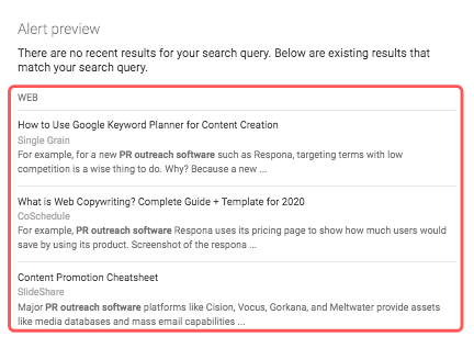 Results for Google Alert