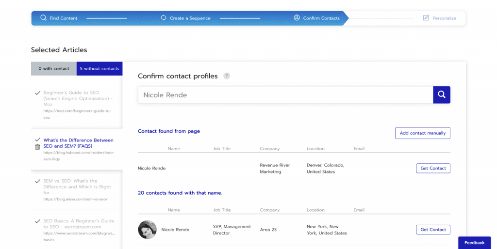 Respona - Confirm Contacts screenshot