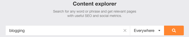 Busca Blogging en el Explorador de Contenidos de Ahrefs