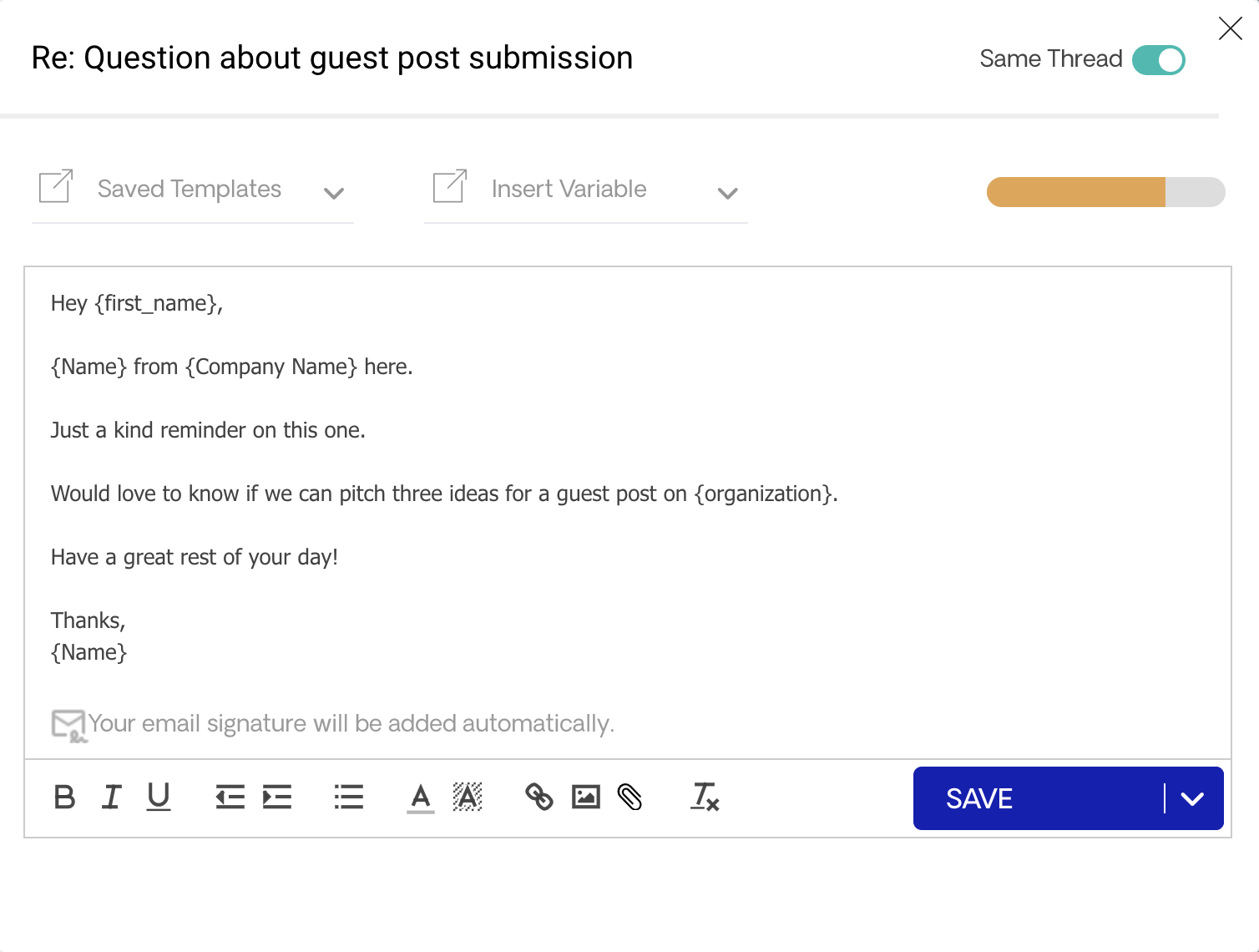 Second Email of Sequence