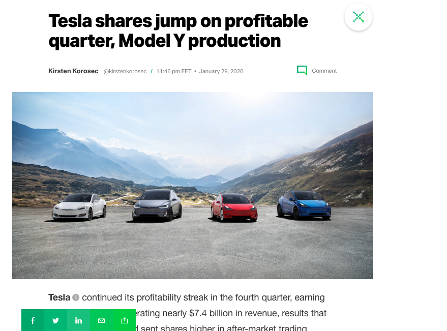 TechCrunch Article on Tesla