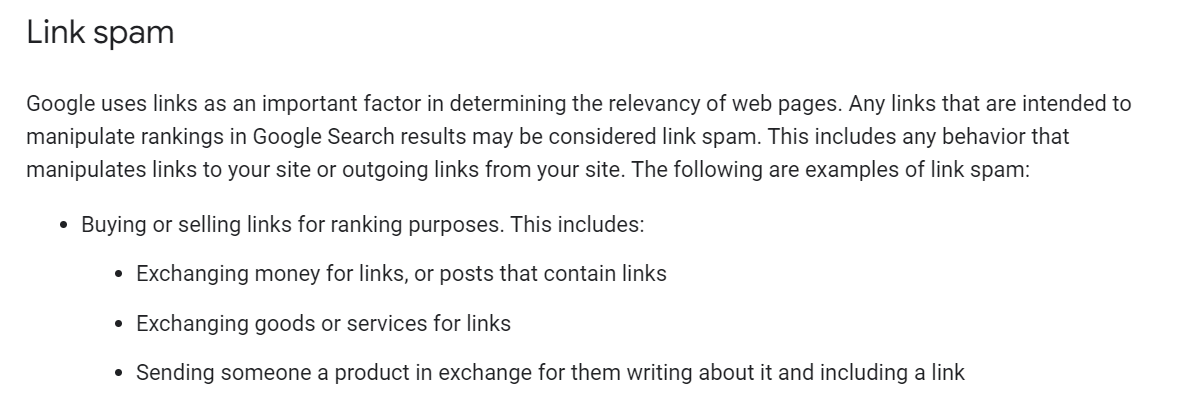 google on link spam