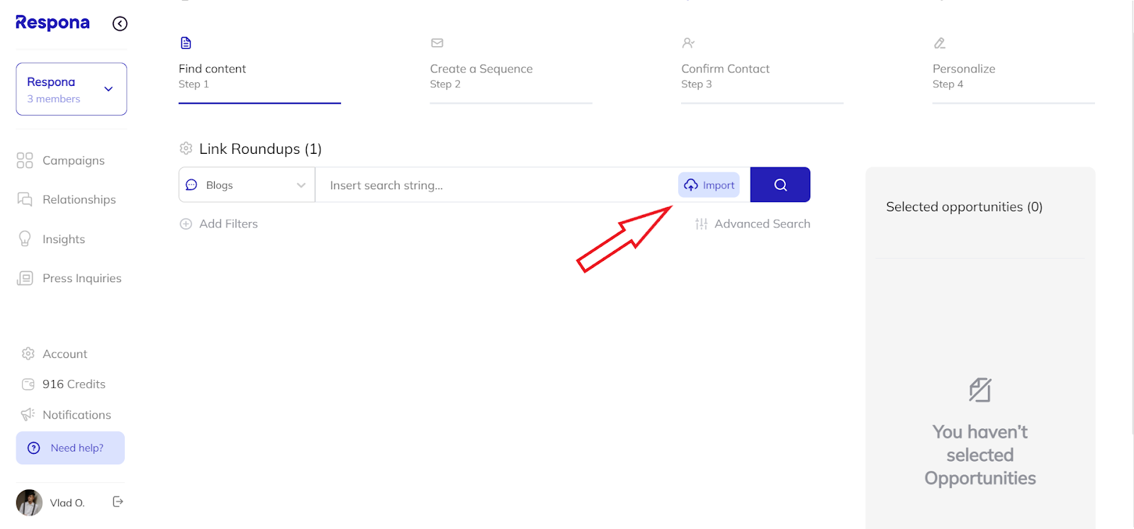 importing a .CSV into Respona