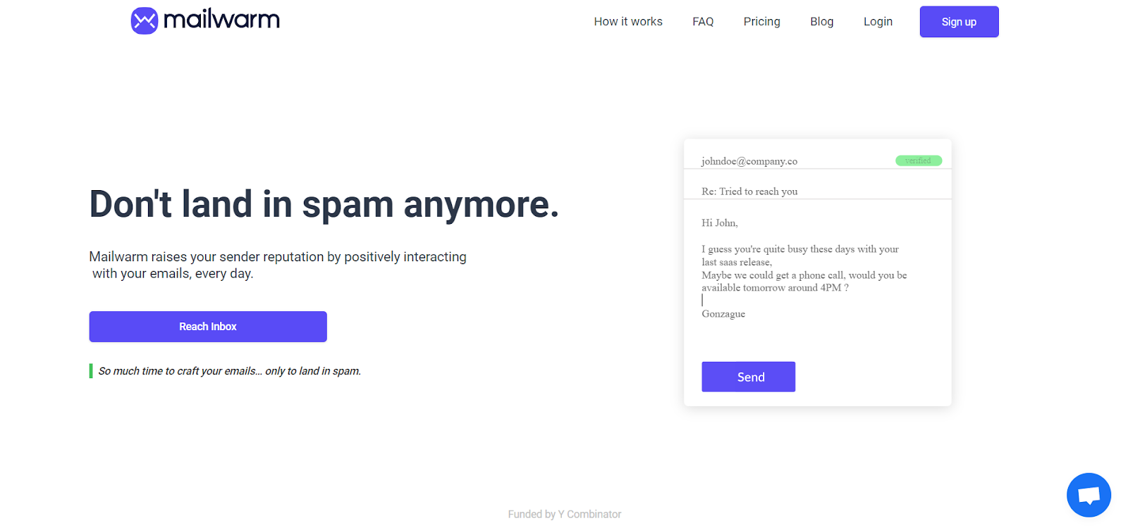 mailwarm homepage