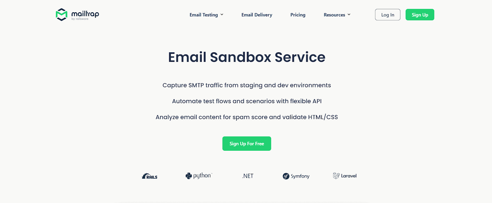 mailtrap homepage
