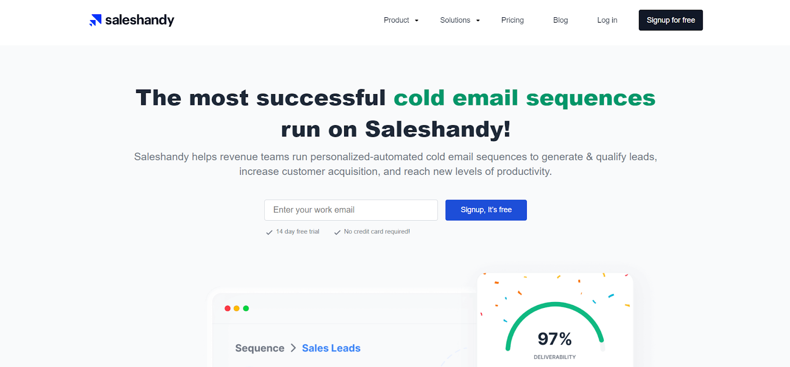 saleshandy homepage
