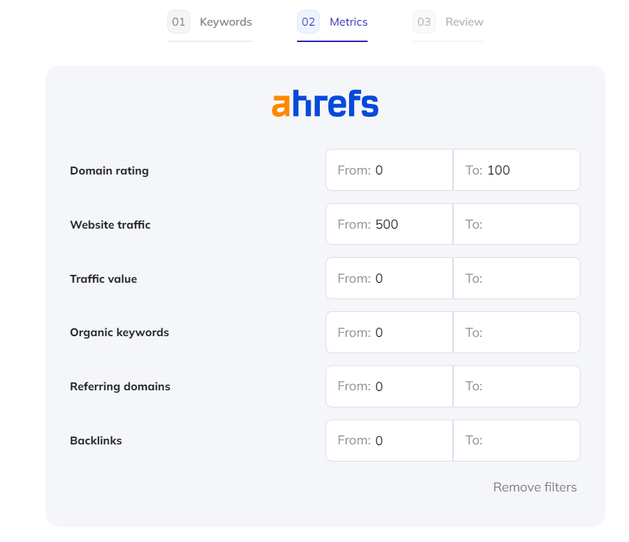 ahrefs metrics in respona