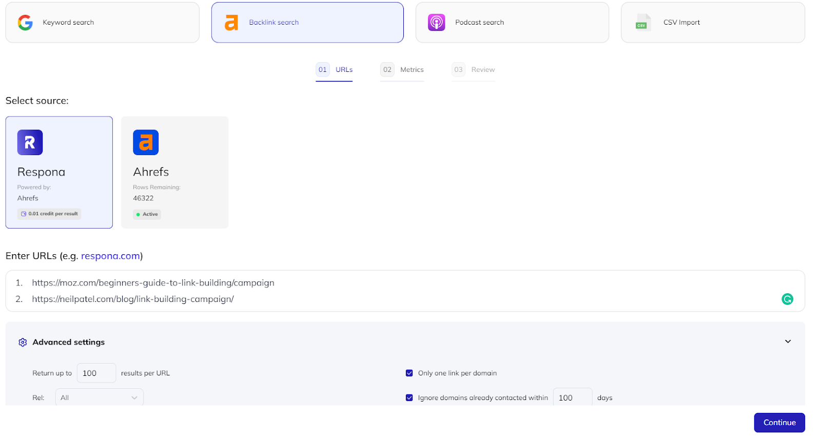 respona backlink search