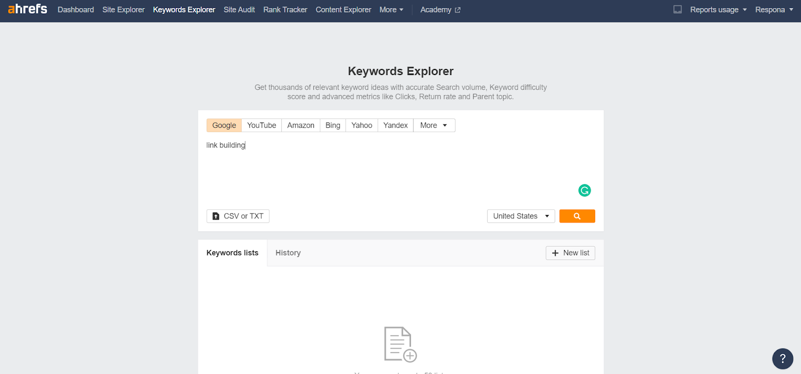 ahrefs keywords explorer