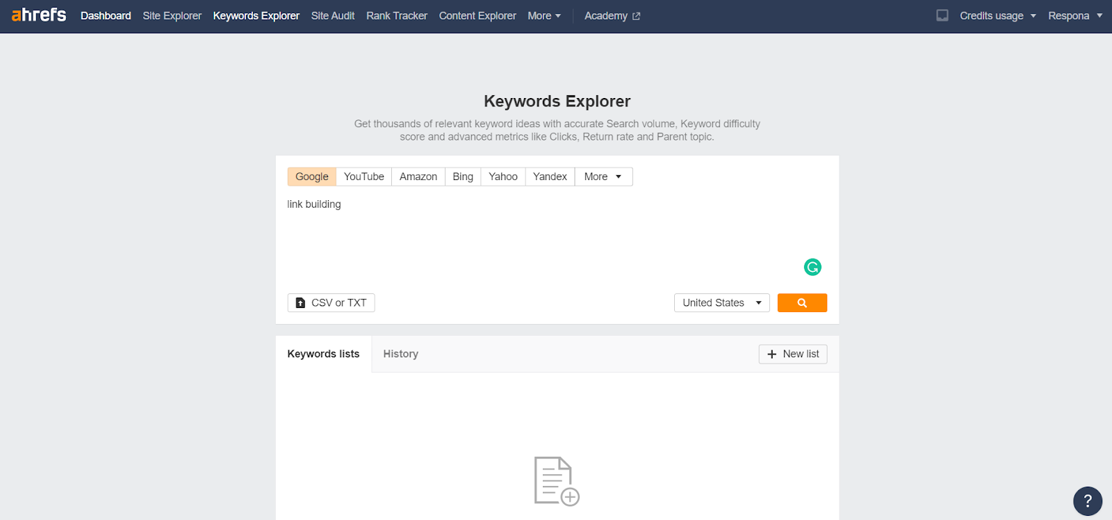 ahrefs keywords explorer