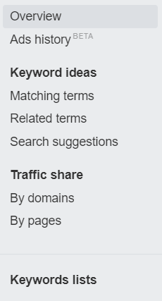 ahrefs search suggestions in menu