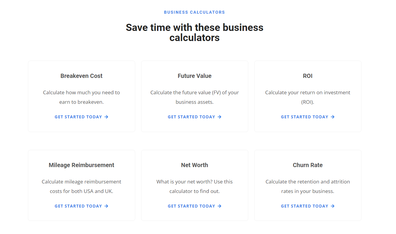 startup bonsai calculators