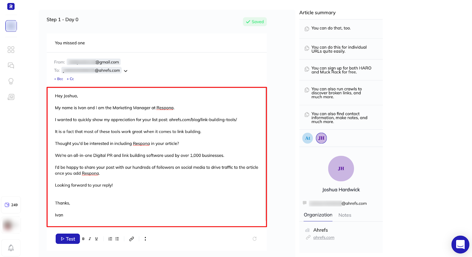 Personalized message