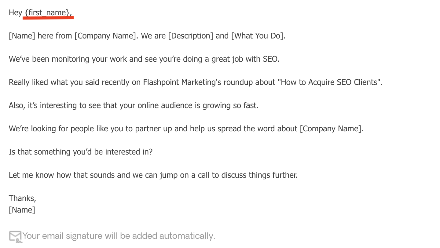 Variables in Email
