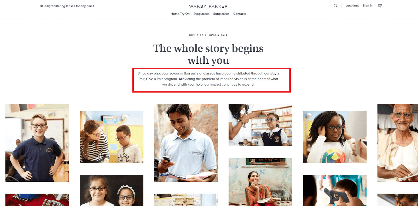Warby Parker Buy A Pair Give a Pair