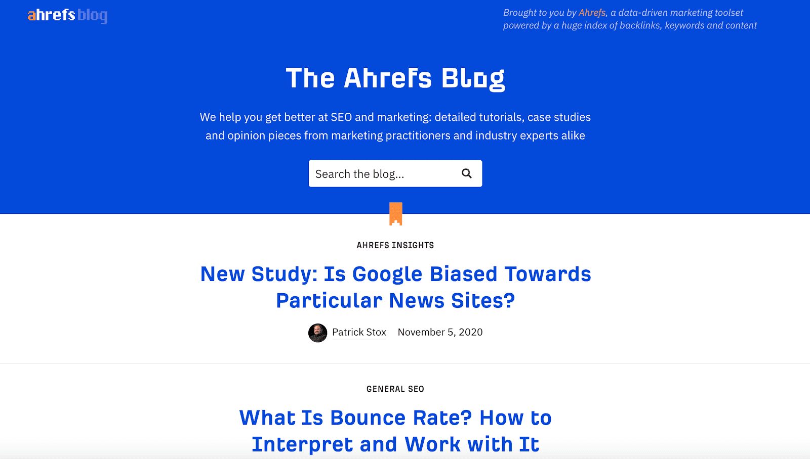 Ahrefs blog page