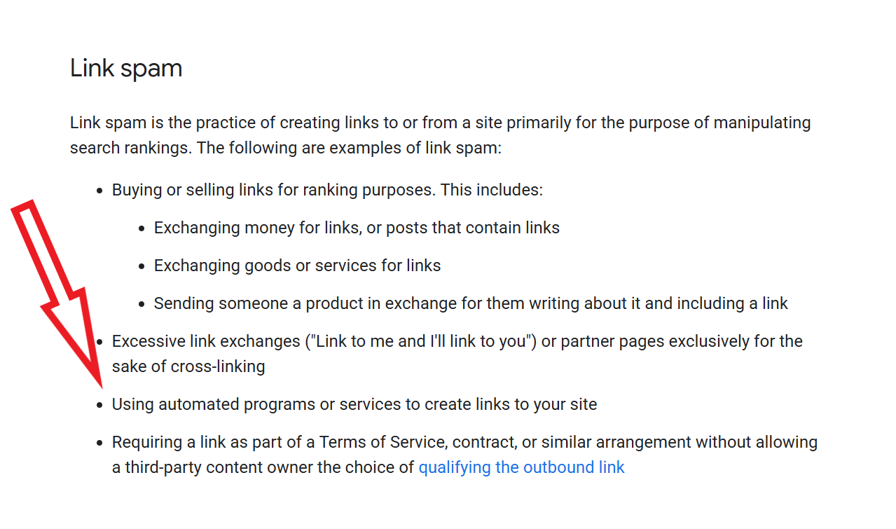 google link spam guidelines