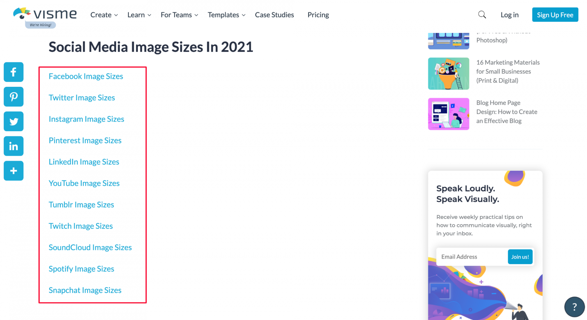 Social media image size guides