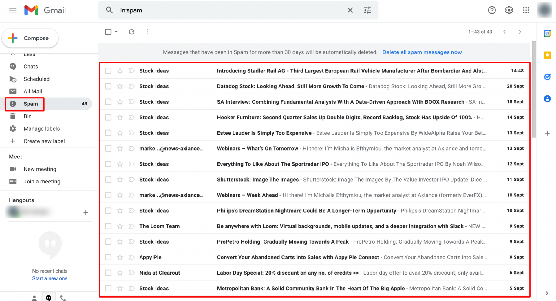 Spam email examples