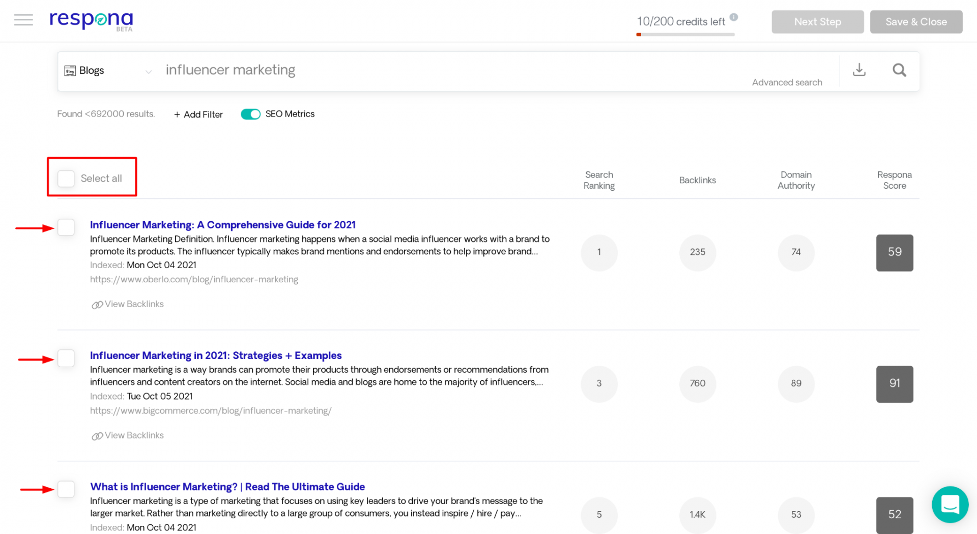 Selected link building opportunities