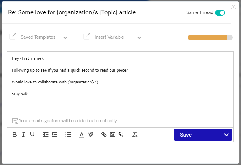 Second step in the email sequence