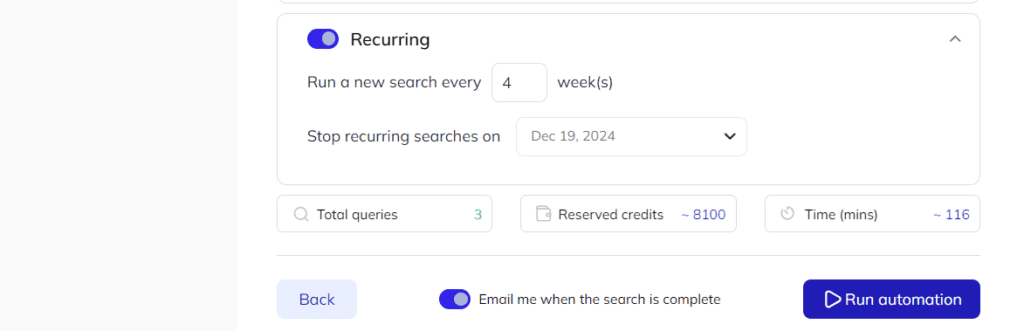 recurring search