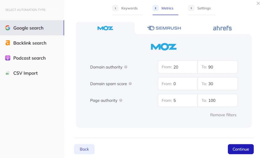 setting up SEO filters