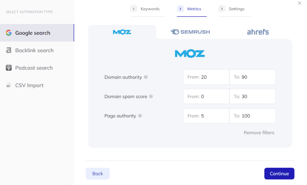 setting seo filters