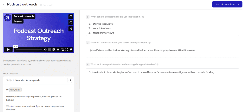 podcast outreach campaign template