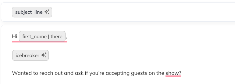 subject line and icebreaker variable