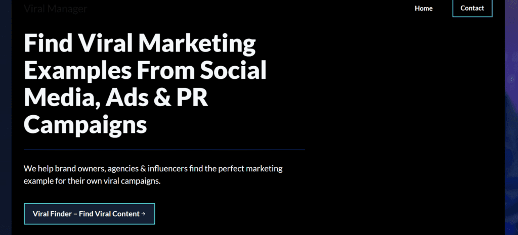 viral manager homepage