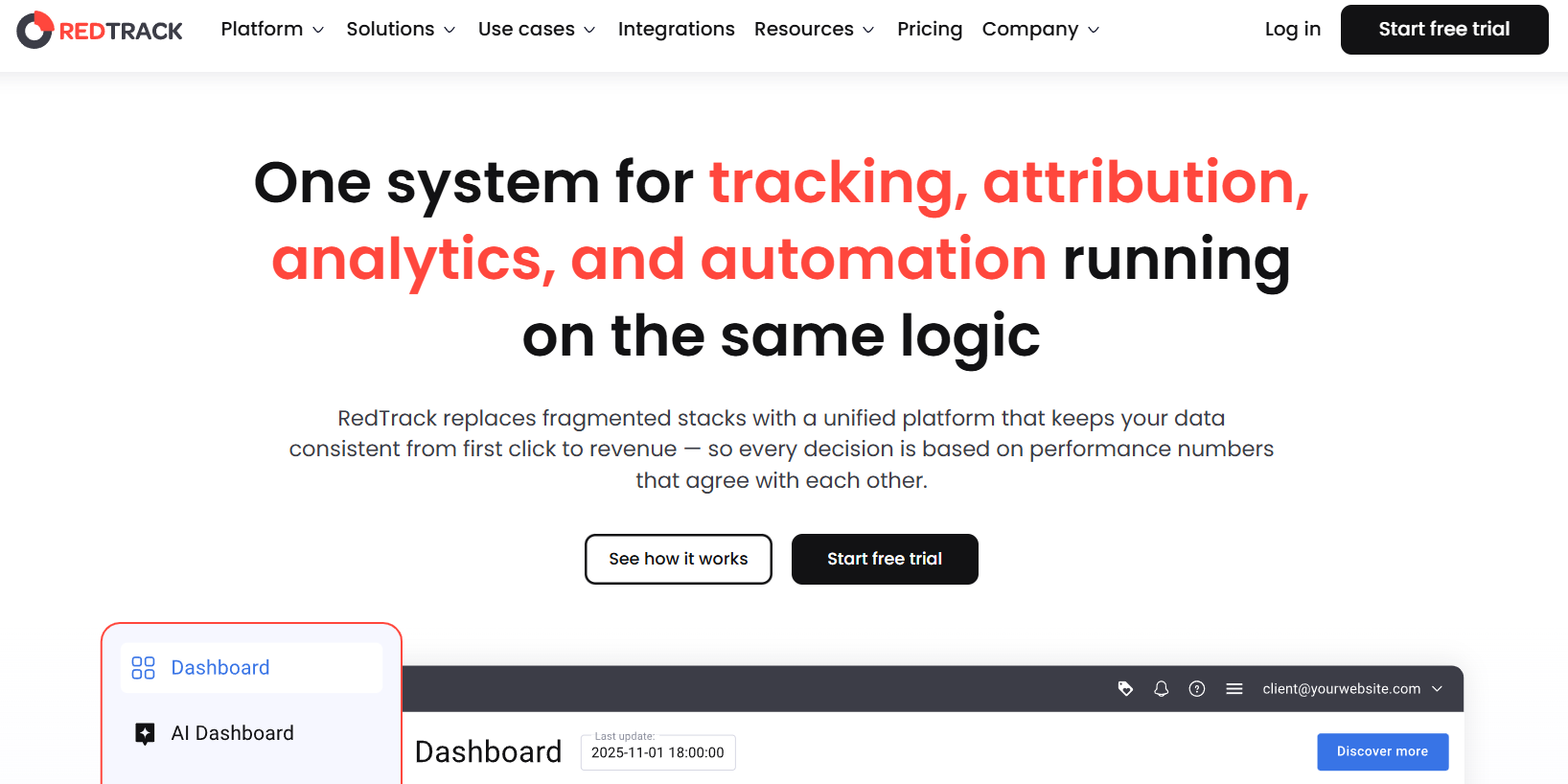 redtrack homepage
