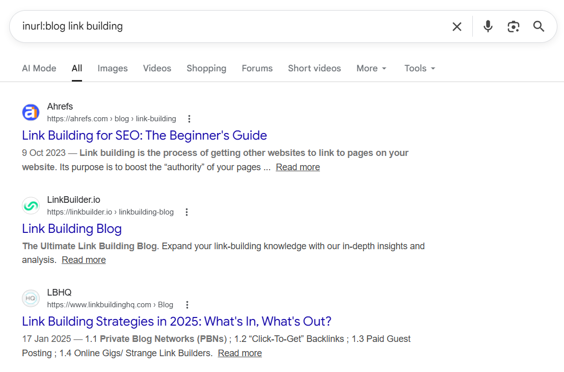 finding link opportunities in google with advanced search operators
