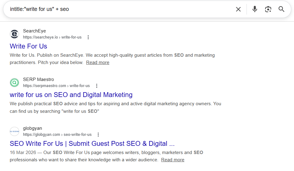 finding guest blogging sites in google