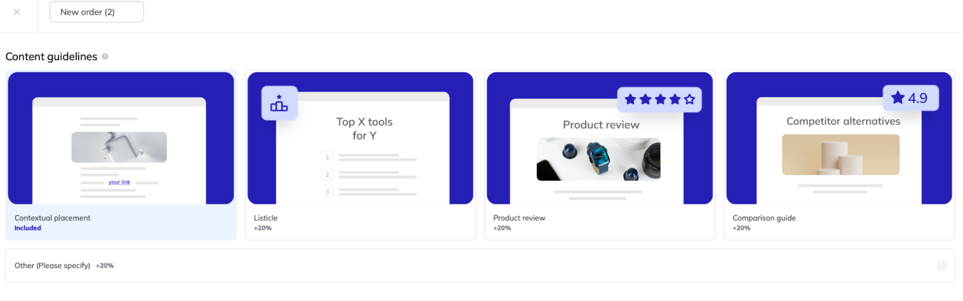 selecting link type in respona
