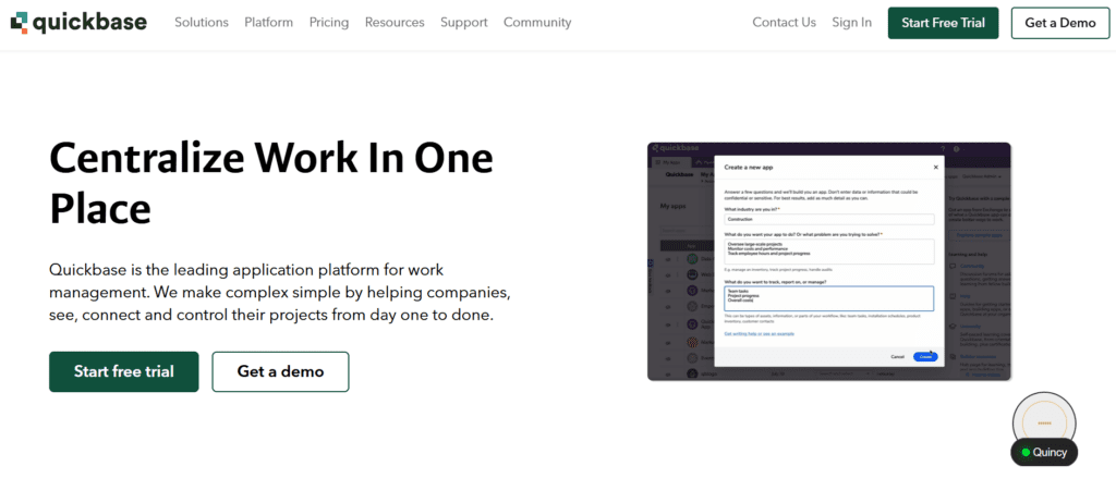 quickbase homepage