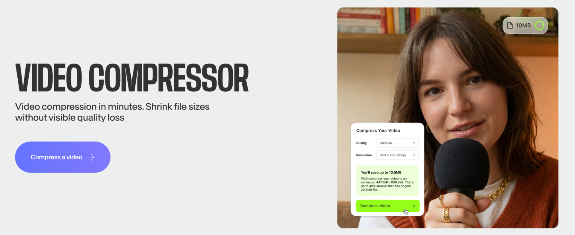 veed video compressor landing page