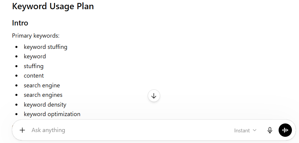 using chatgpt to create a keyword plan