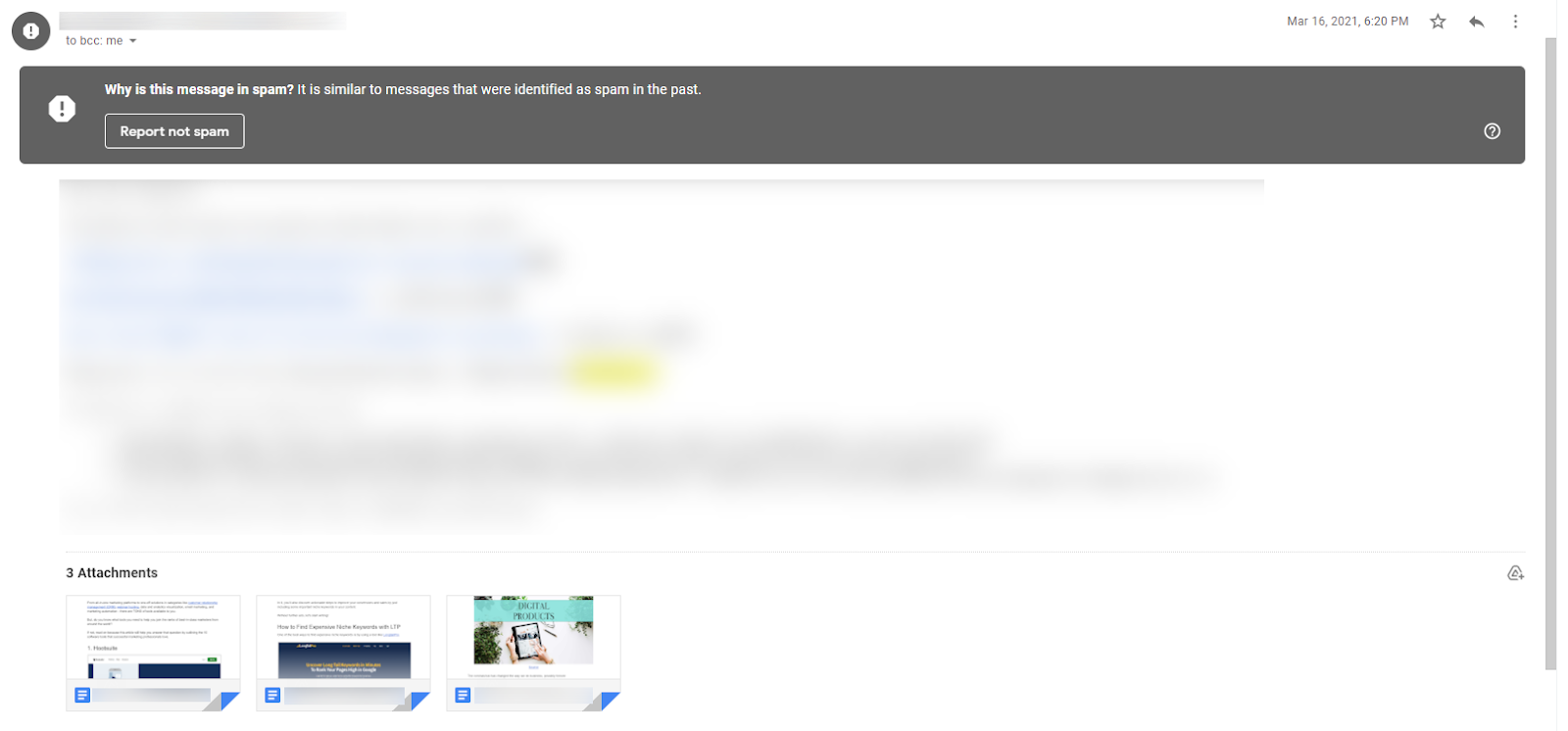 Spam marked email