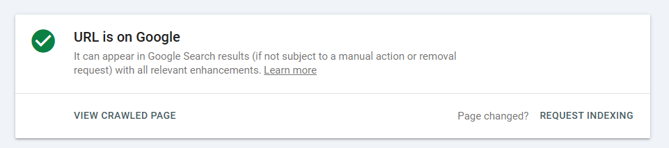 requesting indexing in google search console