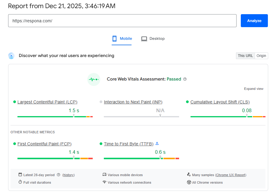 using pagespeed insights