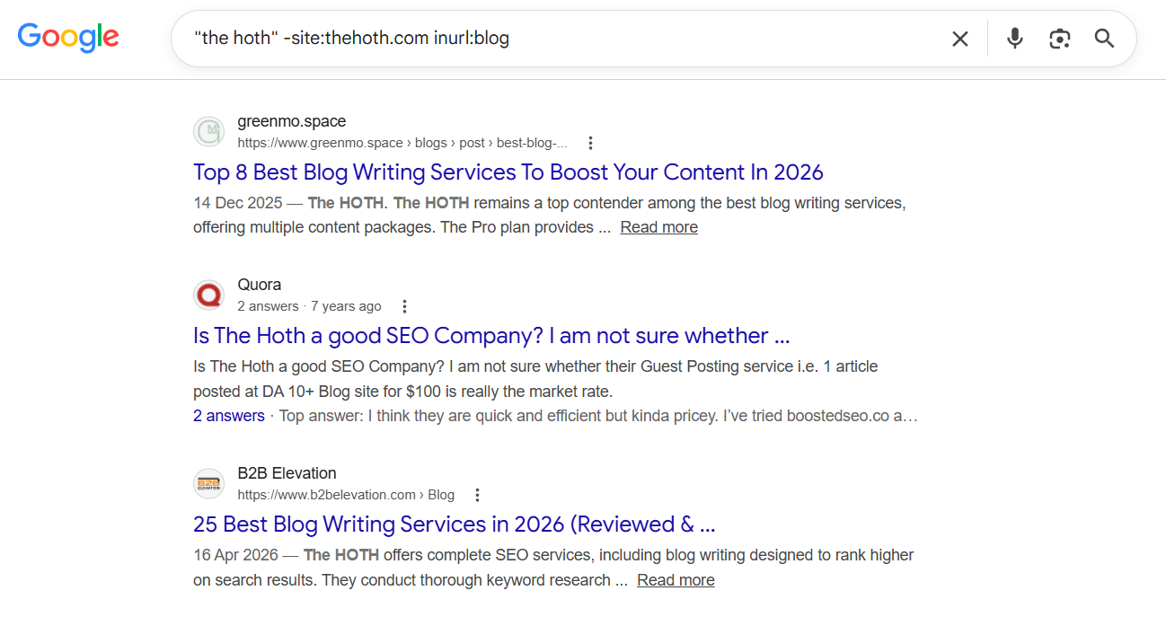 finding competitor mentions in google