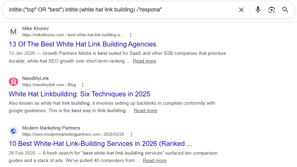 finding listicles in google