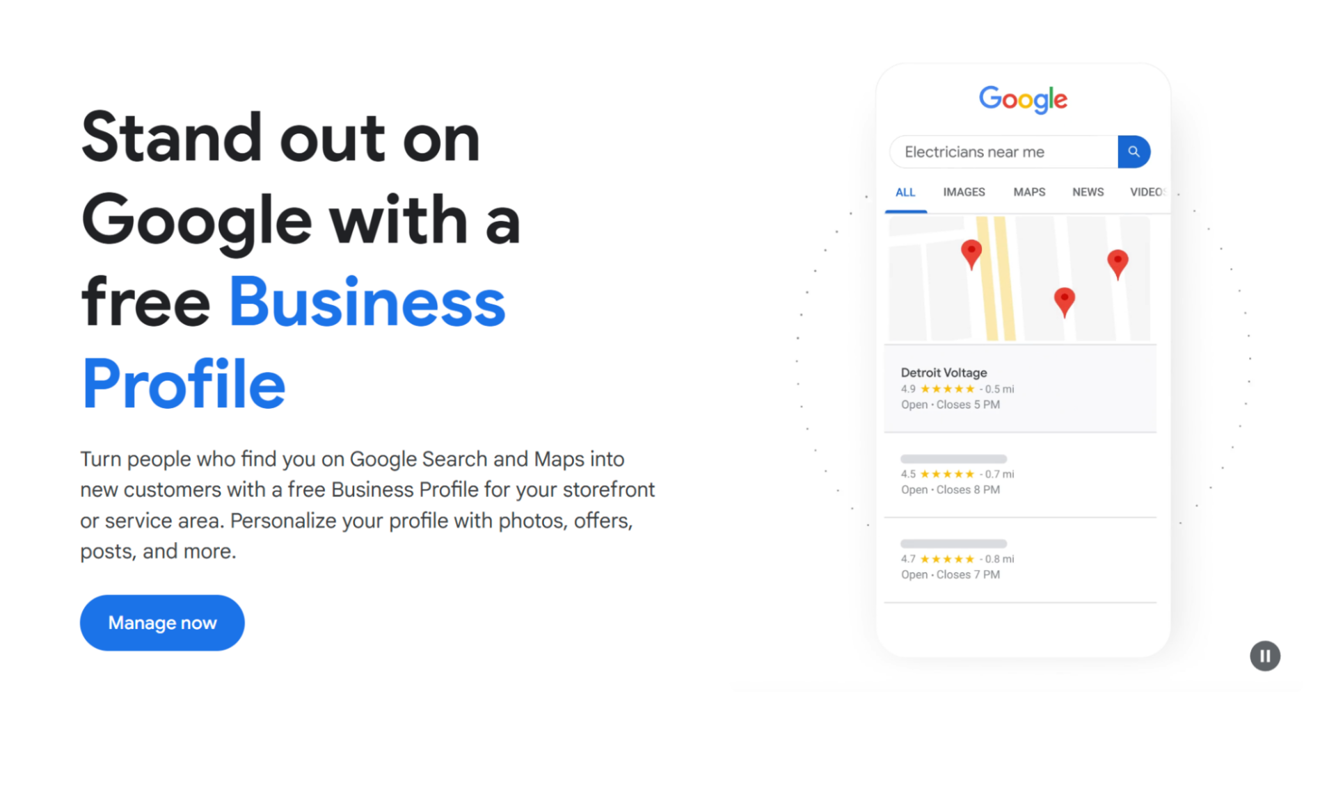 google business profile homepage