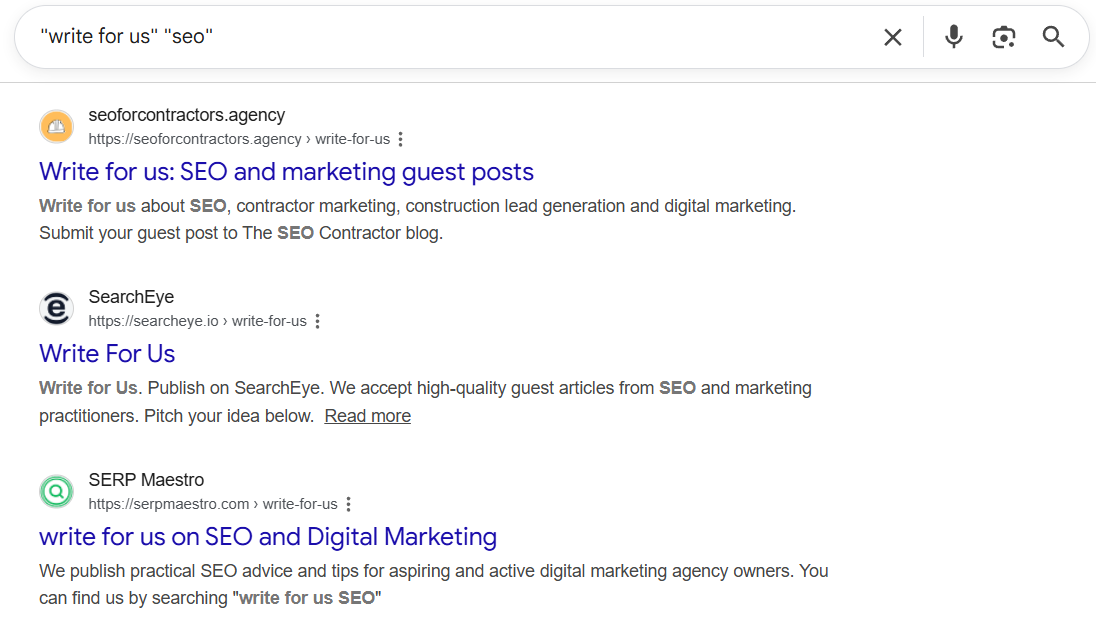 finding write for us pages in google