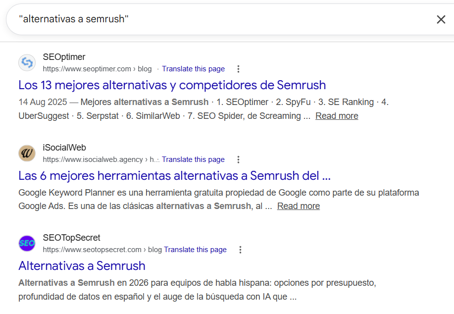 finding multilingual product alternatives pages in google