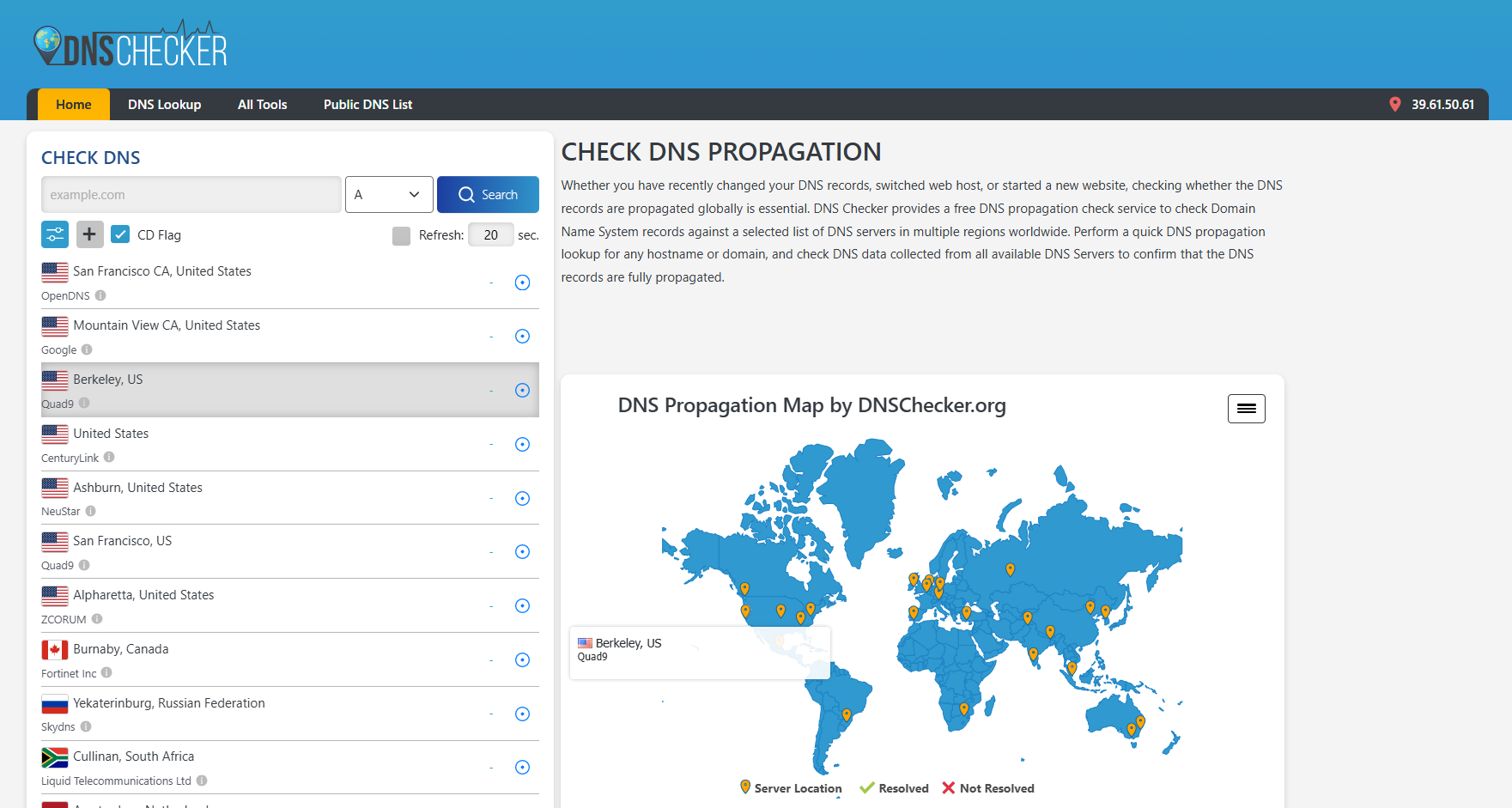 dns checker homepage