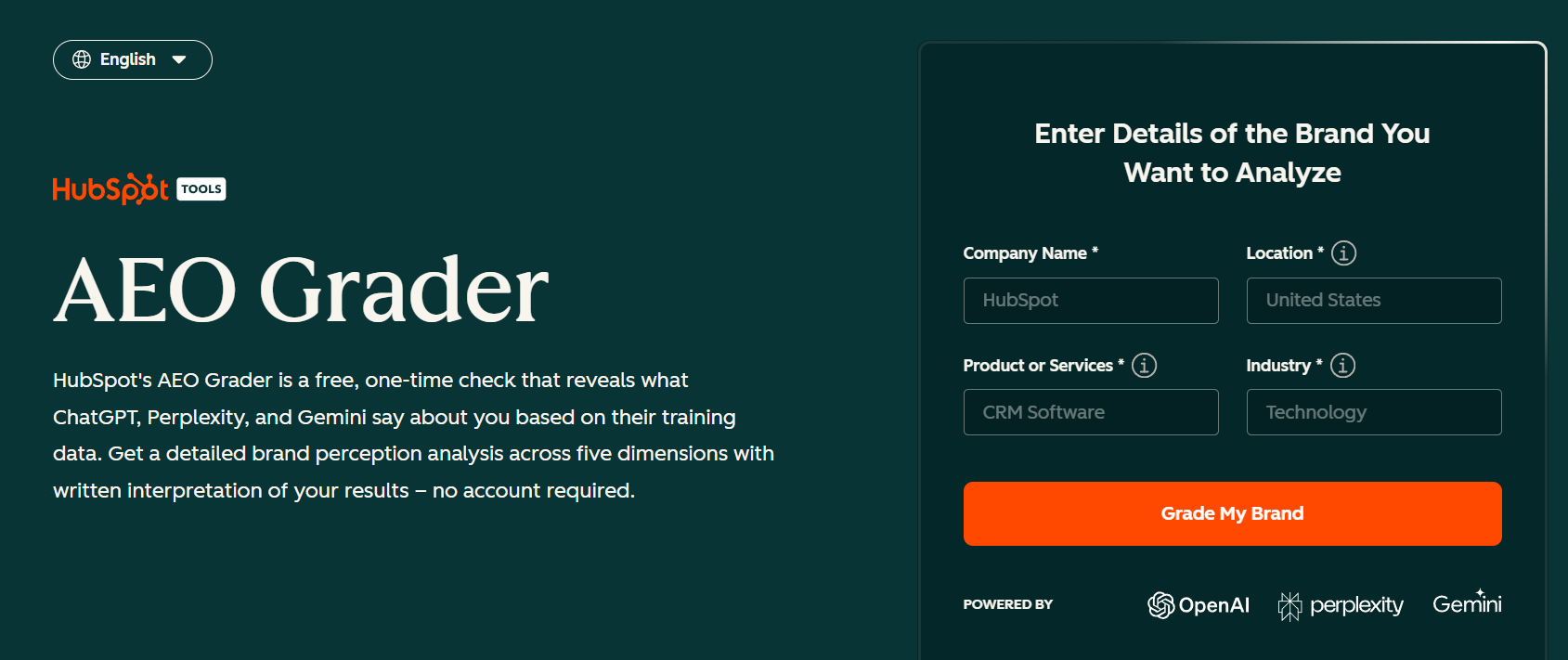 hubspot aeo grader page