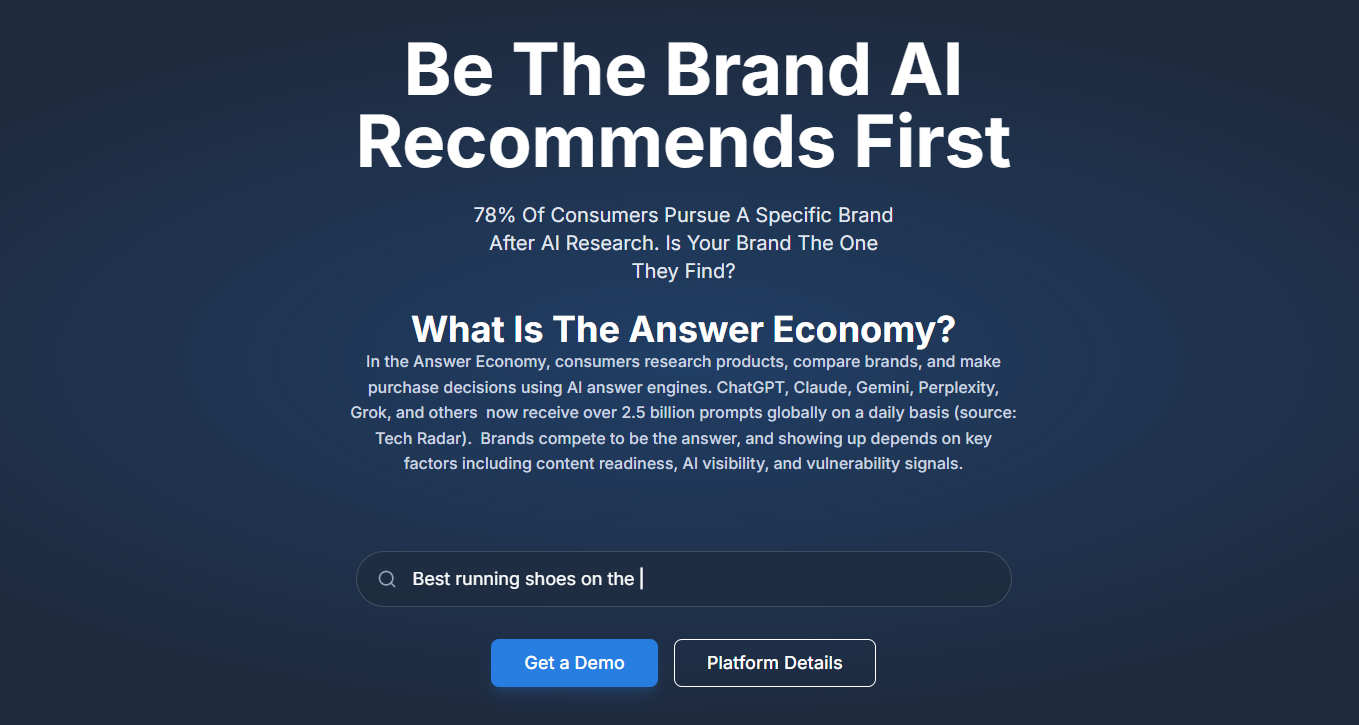 brandrank.ai homepage