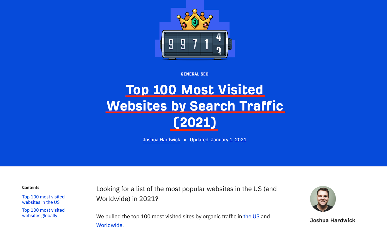 Ahref blog post on earning search traffic